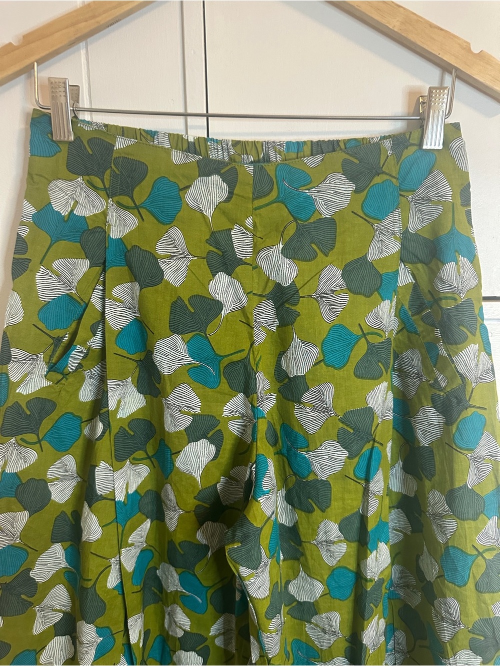 Apsara Barrel Leg Ginkgo Leaf Cotton Pant Trouser Artsy Boho - Picture 3 of 7